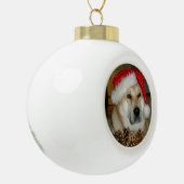schattige akita hond gekleed voor kerstmis keramische bal ornament (Links)