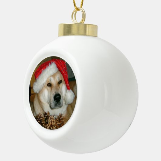 schattige akita hond gekleed voor kerstmis keramische bal ornament (Rechts)