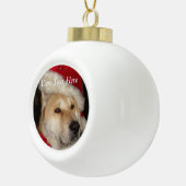 schattige akita-hond met rode kerstkerstmis keramische bal ornament (Rechts)