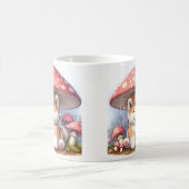 Schattige Akita Inu puppy onder paddenstoelenparap Koffiemok (Center)