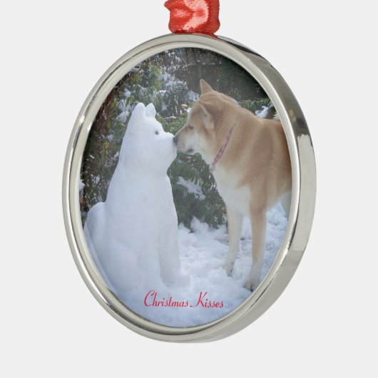 schattige akita kussen sneeuwman akita - seizoensf metalen ornament (Links)