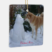 schattige akita kussen sneeuwman akita seizoensgeb keramisch ornament (Rechts)