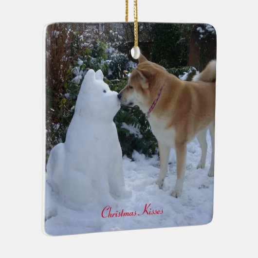 schattige akita kussen sneeuwman akita seizoensgeb keramisch ornament (Rechts)