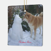 schattige akita kussen sneeuwman akita seizoensgeb keramisch ornament (Links)