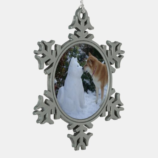 schattige akita kussen sneeuwman akita seizoensgeb tin sneeuwvlok ornament (Links)