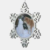 schattige akita kussen sneeuwman akita seizoensgeb tin sneeuwvlok ornament (Rechts)