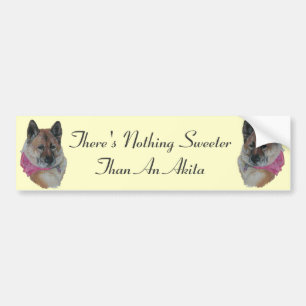 schattige akita met roze sjaal usa vlag label slog bumpersticker