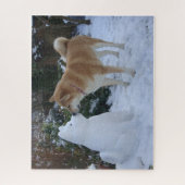 schattige akita zoende sneeuwfoto akita legpuzzel (Verticaal)