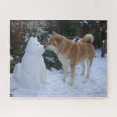 schattige akita zoende sneeuwfoto akita legpuzzel (Horizontaal)