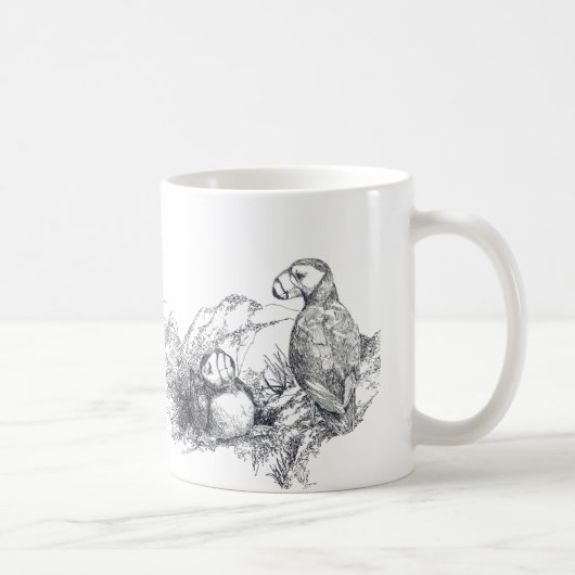 Schattige Alaska Puffins B & W Coffee Cup Mok (Rechts)