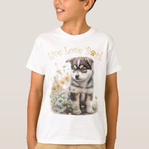 Schattige Alaskan Malamute hond bloemig T-shirt