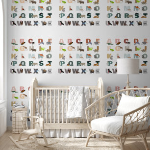 Schattige alfabet ABC Animals Nursery Classroom Behang