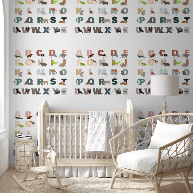 Schattige alfabet ABC Animals Nursery Classroom Behang (Kinderen)