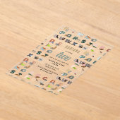 Schattige alfabet ABC Animals Peuter Verjaardag Acryl Uitnodigingen (Laagn)