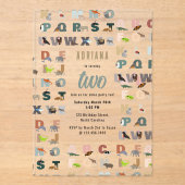 Schattige alfabet ABC Animals Peuter Verjaardag Acryl Uitnodigingen (Voorkant)