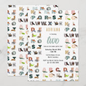 Schattige alfabet ABC Animals Peuter Verjaardag Kaart (Voorkant / Achterkant)
