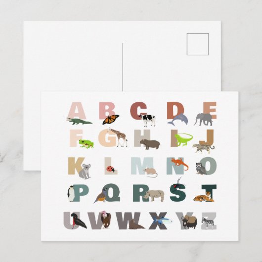 Schattige alfabet ABC Dieren Feestdagenkaart (Voorkant / Achterkant)