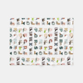 Schattige alfabet ABC Dieren Fleece Deken (Voorkant (Horizontaal))