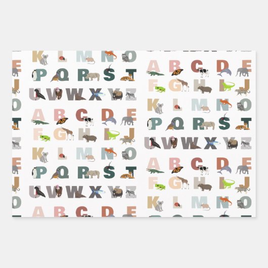 Schattige alfabet ABC Dieren Inpakpapier Vel (Voorkant 3)