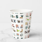 Schattige alfabet ABC Dieren Papieren Bekers (Achterkant)