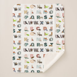Schattige alfabet ABC Dieren Sherpa Deken