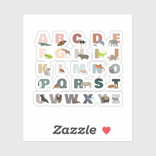 Schattige alfabet ABC Dieren Sticker (Vel)