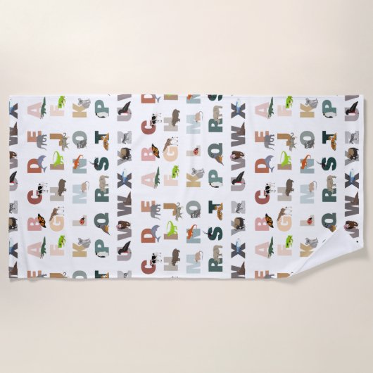 Schattige alfabet ABC Dieren Strandlaken (Voorkant)