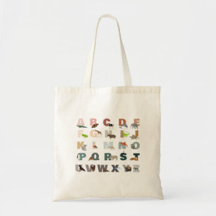 Schattige alfabet ABC Dieren Tote Bag