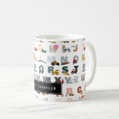 Schattige Alfabet ABC Trucks, Voertuigen Leraar Gi Koffiemok (Voorkant rechts)