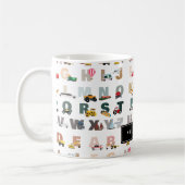 Schattige Alfabet ABC Trucks, Voertuigen Leraar Gi Koffiemok (Links)