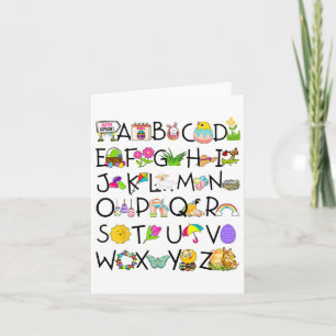 Schattige Alfabet Grappig Paasdag ABC Alfabet Egg Kaart