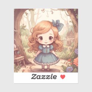 Schattige Alice Avonturen Wonderland Bos Kunst Sticker
