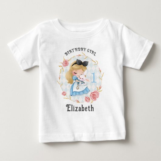 Schattige Alice en wit konijn meisje Baby T-shirt (Voorkant)