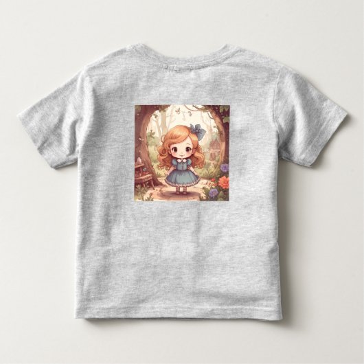 Schattige Alice in Wonderland Fantasievolle Bos Ku Kinder Shirts (Achterkant)