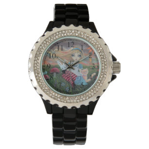 Schattige Alice in Wonderland Fantasy Kunst Horloge