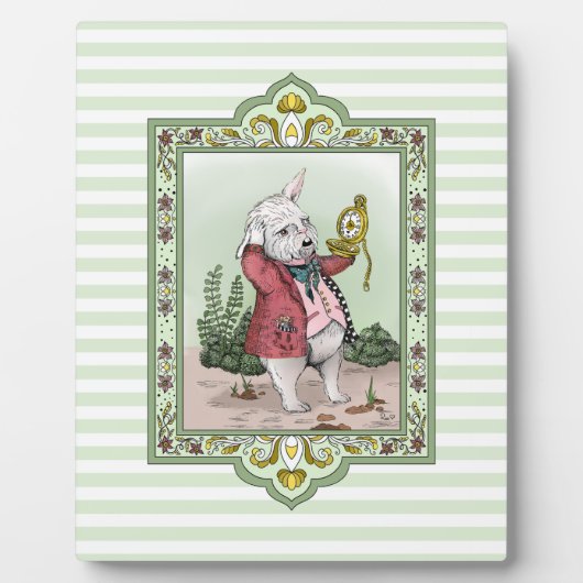 Schattige Alice in Wonderland Laat Witte Konijn Ku Fotoplaat (Voorkant)