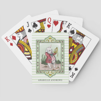 Schattige Alice in Wonderland Witte Konijn Aangepa Pokerkaarten