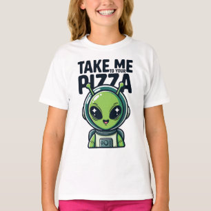 Schattige Alien Breng Me Naar Je Pizza Astronaut T-shirt