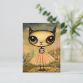 Schattige alien in een roze jurk briefkaart (Staand voorkant)