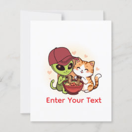 Schattige Alien Kat Ramen Kawaii Kunst