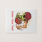Schattige Alien Kat Ramen Kawaii Kunst Legpuzzel (Horizontaal)