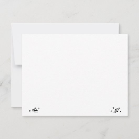 Schattige Alien Space Baby shower dank je kaart (Achterkant)