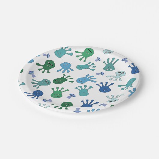 Schattige Aliens Verjaardagsfeest Papieren Bordje (Gekanteld)