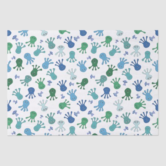 Schattige Aliens Verjaardagsfeest Tissuepapier (Voorkant)