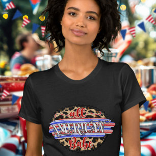 Schattige All American Babe Luipaard Viering T-shirt