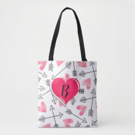Schattige All-Over Roze en Zwart  Hart Tote Bag