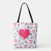 Schattige All-Over Roze en Zwart Hart Tote Bag (Achterkant)