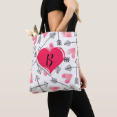 Schattige All-Over Roze en Zwart Hart Tote Bag (Dichtbij)