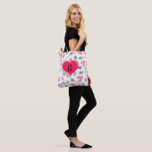 Schattige All-Over Roze en Zwart Hart Tote Bag (Op model)