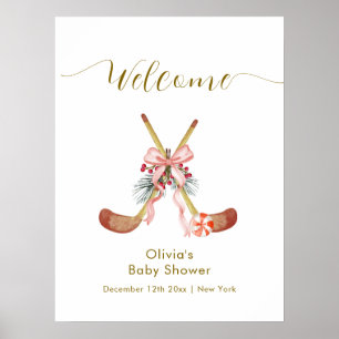 Schattige All Stars Boog Hockey Meisje Baby Shower Poster